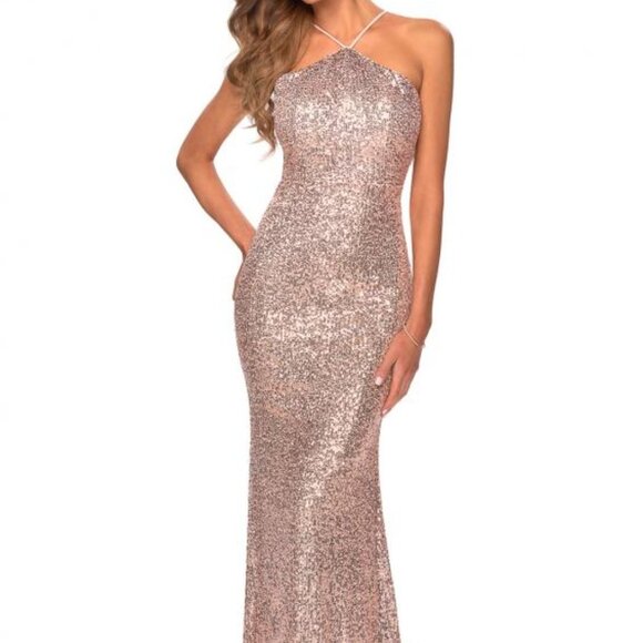 NWT La Femme 28650SC Prom Dress Champagne Size 0 - Picture 1 of 6